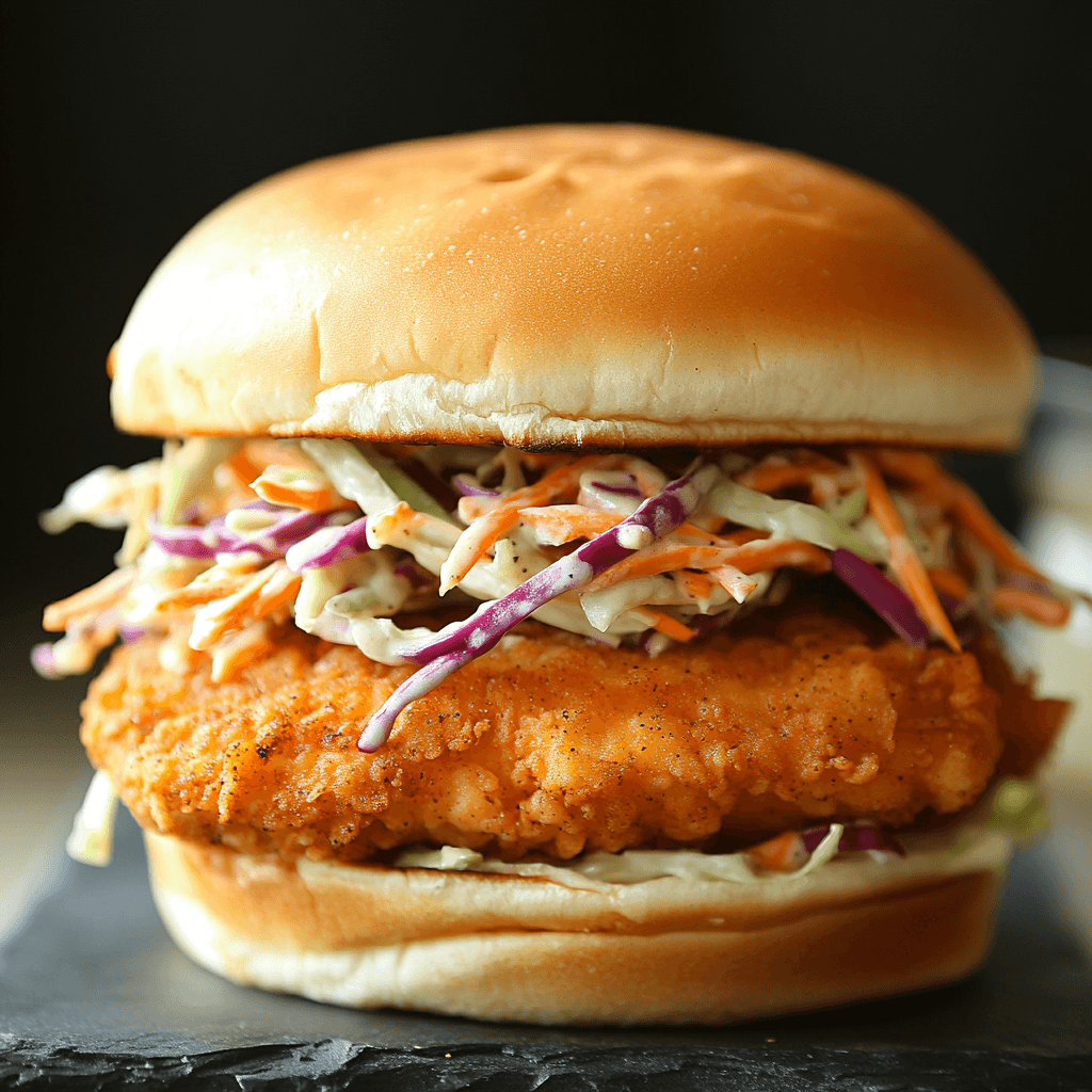 Popeyes Spicy Chicken Sandwich with Cajun Slaw