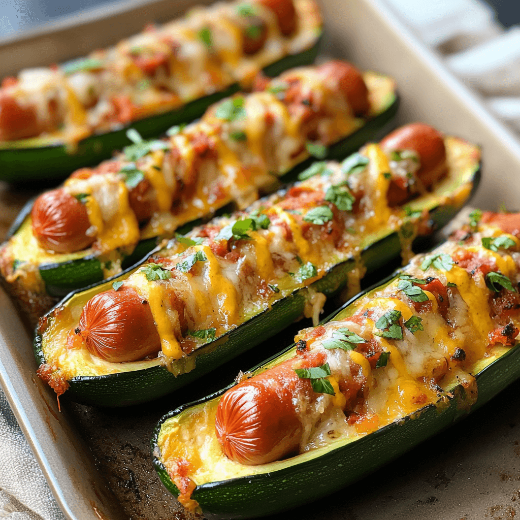 Zucchini Hotdog Boats