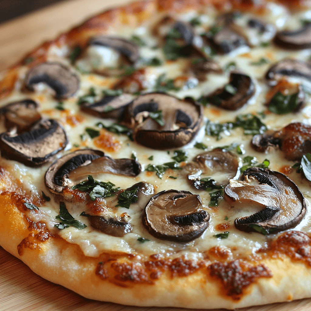 Portobello Pizza with Roasted Garlic Sauce