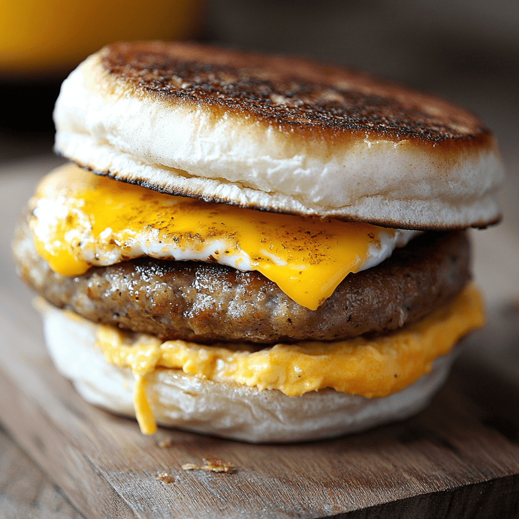 McDonald's-Style Sausage Egg McMuffin Breakfast Sandwich