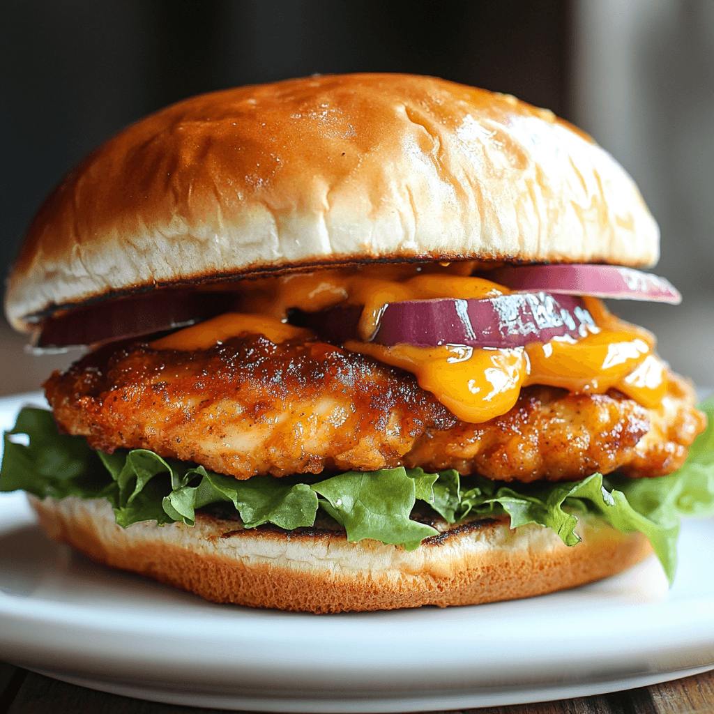 Wendy's-Style Spicy Chicken Sandwich with Homemade Honey Mustard