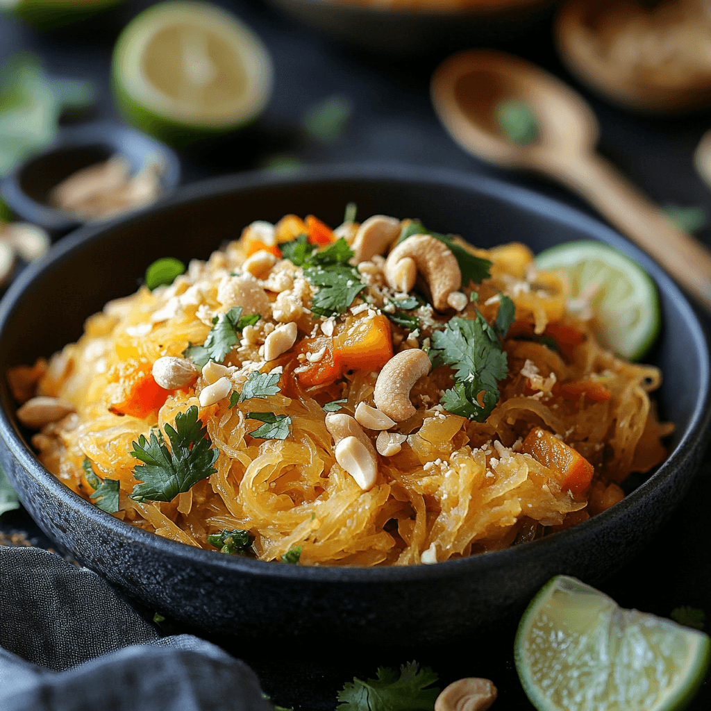 Spaghetti Squash Pad Thai with Cashew Sauce