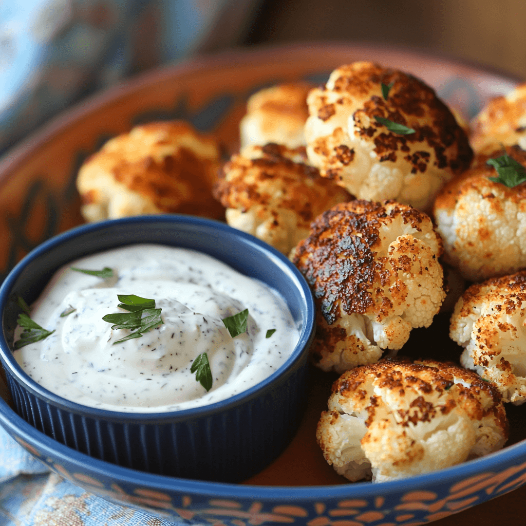 Nashville Hot Cauliflower Bites with Cooling Ranch Dip