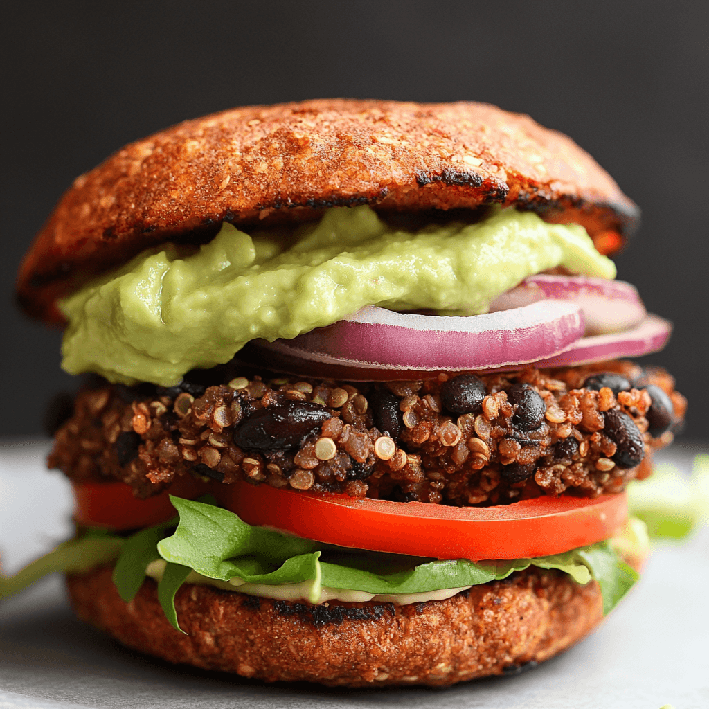 Quinoa Black Bean Smash Burger with Avocado Spread